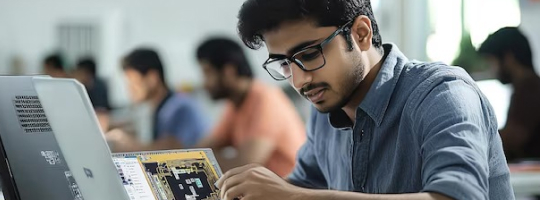 Advanced students working on AI and robotics
